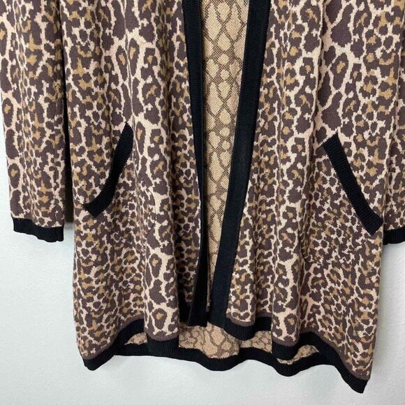 Soft‎ Surroundings Leopard Cardigan Sweater Womens Small Brown Long Sleeve Open - Picture 6 of 11